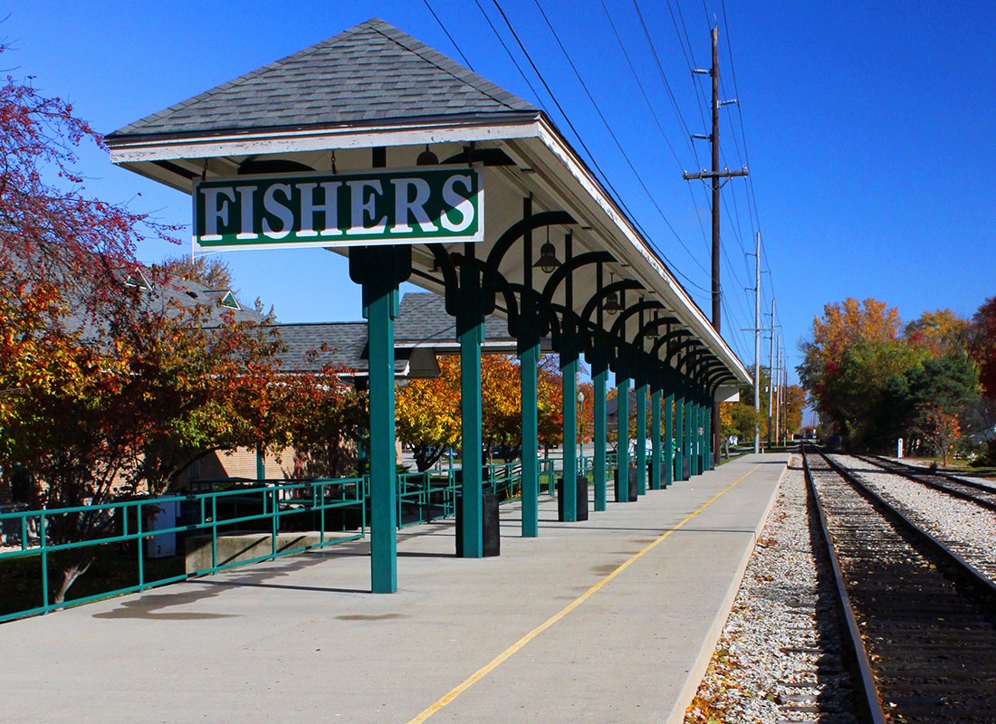 Fishers, IN - Fishers, IN Train Station on a Sunny Day
